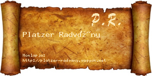 Platzer Radvány névjegykártya